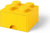 Pojemniki na zabawki - Lego Pojemnik "Brick 4" w kolorze żółtym z szufladami - 25 x 18 x 25 cm - miniaturka - grafika 1
