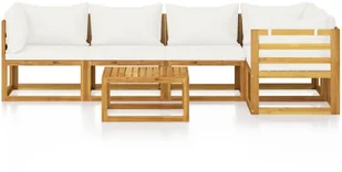 vidaXL 6-cz zestaw wypoczynkowy do ogrodu kremowe poduszki akacja 3057656 - Meble ogrodowe - miniaturka - grafika 3