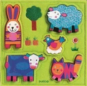 Układanki dla dzieci - Djeco Drewniano - filcowa układanka Wesoła farma - miniaturka - grafika 1