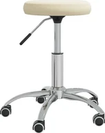 Krzesła i taborety kosmetyczne - vidaXL Stołek do masażu obity aksamitem kremowy 3085737 - miniaturka - grafika 1