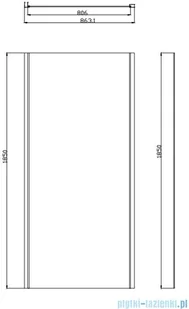 Omnires Bronx 80x90 profil aluminium szkło przezroczyste + ścianka S-20A3-80/10P90 - Kabiny prysznicowe - miniaturka - grafika 4