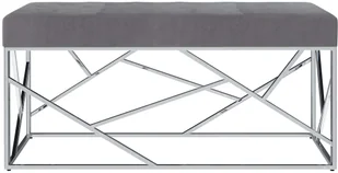 vidaXL Ławka, 97 cm, szara, aksamitna tkanina i stal nierdzewna vidaXL - Ławki do przedpokoju - miniaturka - grafika 3