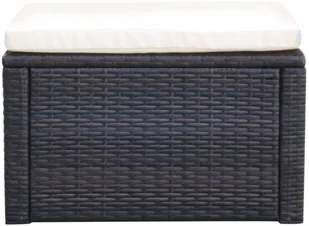 Puf 53 x 53 x 30 cm, polirattanowy, brązowy - Pufy i podnóżki - miniaturka - grafika 3