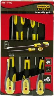 Modeco Komplet 6 wkrętaków uniwersalnych PH, płaske Firendly Grip MN-11-040 - Śrubokręty - miniaturka - grafika 2