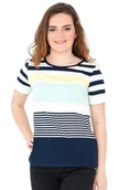 Bluzki damskie - Bluzka w paski, t-shirt, Kreator Studio Mody, r.46 - miniaturka - grafika 1