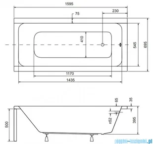Besco Modern 160x70cm wanna prostokątna + obudowa + syfon (#WAM-160-MO/#OAM-160-MO/19975 ) - Wanny - miniaturka - grafika 2