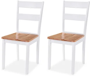 vidaXL Zestaw mebli do jadalni, 3 szt, MDF i drewno kauczukowca, białe - Stoły z krzesłami - miniaturka - grafika 3