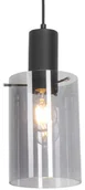 Lampy sufitowe - QAZQA Lampa wisząca vintage czarna z przydymionym szkłem - Vidra - miniaturka - grafika 1