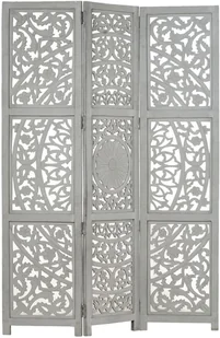 vidaXL vidaXL Parawan 3-panelowy, rzeźbiony, szary, 120x165 cm, drewno mango - Parawany - miniaturka - grafika 14