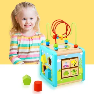 TOOKY TOY TOOKY TOY Drewniana Edukacyjna Kostka Manipulacyjna - wysyłka/odbiór osobisty w ciągu 24h TL088 - Samochody i pojazdy dla dzieci - miniaturka - grafika 2