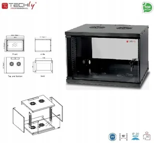 Techly Szafa wisząca TechlyPro ECO 19" 6U/320 zmontowana czarna I-CASE EL-1006B32 SPTCOKS00020 - Kable miedziane - miniaturka - grafika 3
