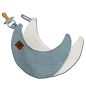 Smoczki uspokajające - Hi Little One Hi Little One - Hi Little One  -  Przytulanka Dou Dou z Zawieszką z Organicznej Bio Bawełny Gots Cozy Muslin Pacifier Keeper Moon Baby Blue - miniaturka - grafika 1