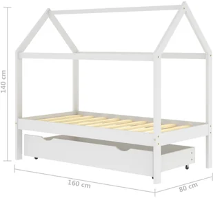VidaXL Rama łóżka dziecięcego z szufladą, biała, sosnowa, 80x160 cm - Łóżka dla dzieci i młodzieży - miniaturka - grafika 8