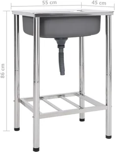 vidaXL Lumarko Zlewozmywak kempingowy, jednokomorowy, stal nierdzewna 151210 - Zlewozmywaki - miniaturka - grafika 7
