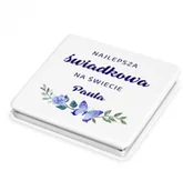 Lusterka do makijażu - Murrano Lusterko kwadratowe z grawerem najlepsza świadkowa LSTR-KW-026 - miniaturka - grafika 1