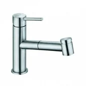 Baterie kuchenne - Kludi 44851F860 STEEL jednouchwytowa bateria kuchenna z wyciąganą wylewką przełącznik strumienia - miniaturka - grafika 1