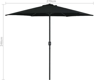 vidaXL Parasol ogrodowy na słupku aluminiowym, 270x246 cm, czarny vidaXL - Parasole ogrodowe - miniaturka - grafika 8