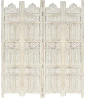 Parawany - vidaXL vidaXL Parawan 4-panelowy, rzeźbiony, biały, 160x165 cm, drewno mango - miniaturka - grafika 1