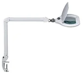 Lampy stojące - MAUL Lampka LED z lupą na biurko MAULcrystal, 17W, ze ściemniaczem, mocowana zaciskiem, biała M8266002 - miniaturka - grafika 1