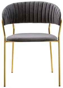 King Home Krzesło MARGO ciemny szary welur podstawa złota KH121100121.11 - Krzesła - miniaturka - grafika 5