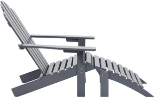 vidaXL Fotel ogrodowy z podnóżkiem, drewniany, szary - Fotele i krzesła ogrodowe - miniaturka - grafika 3