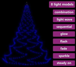 vidaXL Choinka ścienna z hakiem, 720 punktów LED, niebieska, 5 m! 328646 - Lampy ogrodowe - miniaturka - grafika 4