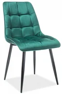 Krzesła - Signal Krzesło tapicerowane CHIC VELVET czarny stelaż, zielony aksamit BLUVEL 78 - miniaturka - grafika 1