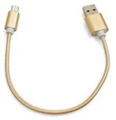 Kable USB - System-S System-S kabel micro USB do USB A 2.0 pleciona nylonowa osłona w kolorze złotym 25 cm 56529195 - miniaturka - grafika 1