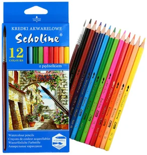 Titanum KREDKI AKWARELOWE 12 KOL Z PĘDZELKIEM SCHOLINE - Przybory szkolne - miniaturka - grafika 2