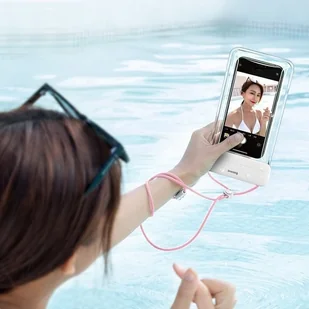 Baseus ' Baseus uniwersalny wodoodporny pokrowiec etui na telefon (max 7,2'''') na basen nad wodę IPX8 różowy (ACFSD-D24) ACFSD-D24' - Etui i futerały do telefonów - miniaturka - grafika 4