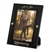 Gadżety dla niej i dla niego - Murrano Ramka na zdjęcia czarna z grawerem dla pary RAMK-BK-010 - miniaturka - grafika 1