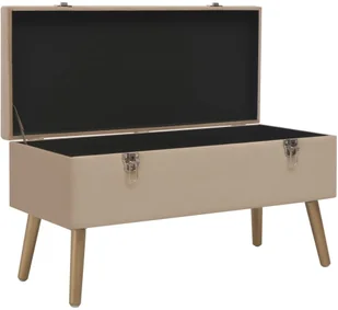 VidaXL Lumarko Ławka ze schowkiem, 80 cm, beżowa, aksamitna 329933 VidaXL - Ławki do przedpokoju - miniaturka - grafika 3