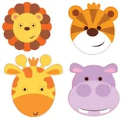 Dodatki do strojów karnawałowych - AMSCAN Maski z zestawu Party w Dżungli - 8 szt. 9901932 - miniaturka - grafika 1