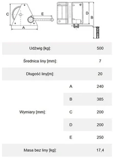 Vidaxl 339 DOSTAWA GRATIS! 33969004 linowa bez liny udźwig 500 kg) 69004-uniw - Wciągarki - miniaturka - grafika 2