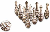 Puzzle - EWA Eco-Wood-Art EWA Eco-Wood-Art MINI BOWLING - drewniany zestaw budowlany - puzzle dla dorosłych i dzieci - montaż bez kleju - 131 sztuk, naturalny MINI BOWLING - miniaturka - grafika 1
