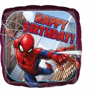 Urodziny dziecka - Amscan Balon foliowy Spiderman Happy Birthday kwadrat 43cm 3466401 - miniaturka - grafika 1
