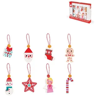 Janod OZDOBY ŚWIĄTECZNE drewniane zawieszki 8 szt. J04539 - Figurki dla dzieci - miniaturka - grafika 2