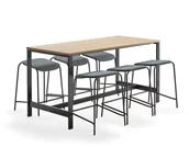 Zestawy mebli biurowych - AJ Produkty Zestaw mebli VARIOUS + ATTEND, stół + 6 stołków, niebieskoszary - miniaturka - grafika 1