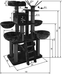 tectake Drapak dla kota Gismo - czarny 403328 - Drapaki dla kotów - miniaturka - grafika 6