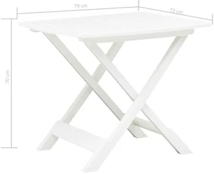 vidaXL Składany stolik ogrodowy, biały, 79x72x70 cm, plastik - Stoły ogrodowe - miniaturka - grafika 6