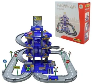 Wader Garaż 4-Poziomowy Z Myjnią + Autka Niebieski - Tory, garaże, parkingi - miniaturka - grafika 3