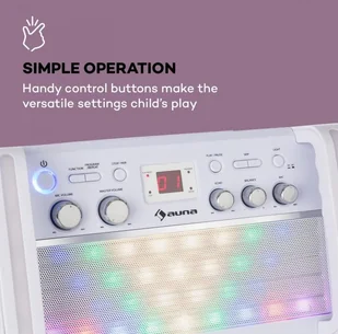 Auna DiscoFever 2.0 zestaw karaoke BT wielobarwne diody LED odtwarzacz CD/CD+G KS1-Discofever 2 WH - Inne akcesoria audio-wideo - miniaturka - grafika 6