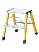 Rusztowania - Krause Rolly schodki jezdne dwustronne składane 2x2 żółte 130044 - miniaturka - grafika 1