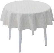 Obrusy i serwetki - Dekoria Obrus okrągły beżowe trójkąty na kremowo-białym tle 135 cm Sunny 415-143-94 - miniaturka - grafika 1