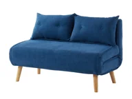 Sofy i kanapy - Vente-Unique Rozkładana 2-osobowa sofa z tkaniny VALERIO - Kolor niebieski - miniaturka - grafika 1