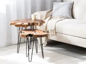 Ławy i stoliki kawowe - Beliani Zestaw 2 stolików pomocniczych ciemne drewno z czarnym CAMROSE - miniaturka - grafika 1