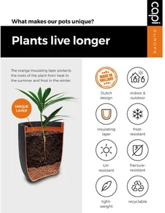 Blumfeldt Capi Kwadratowa Nature Rib, 30x30 cm, kość słoniowa, KOFI902 Capi Europe - Donice - miniaturka - grafika 4