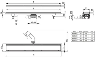 Odpływ liniowy 60 cm odwracalny Deante KOS N06D KOS_N06D - Odpływy liniowe - miniaturka - grafika 2