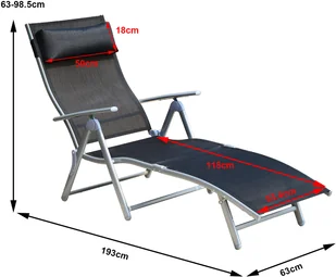 Outsunny LEŻAK PLAŻOWY FOTEL OGRODOWY Z PODUSZKĄ SKŁADANY czarny - Leżaki ogrodowe - miniaturka - grafika 2
