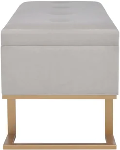 vidaXL Ławka ze schowkiem, 105 cm, szara, aksamitna vidaXL - Ławki do przedpokoju - miniaturka - grafika 5